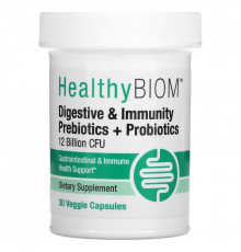 HealthyBiom, Digestive & Immunity Prebiotic + Probiotics, 12 Billion CFUs, 30 Veggie Capsules