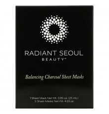 Radiant Seoul, Balancing Charcoal Beauty Sheet Masks, 5 Sheet Masks, 0.85 oz (25 ml) Each