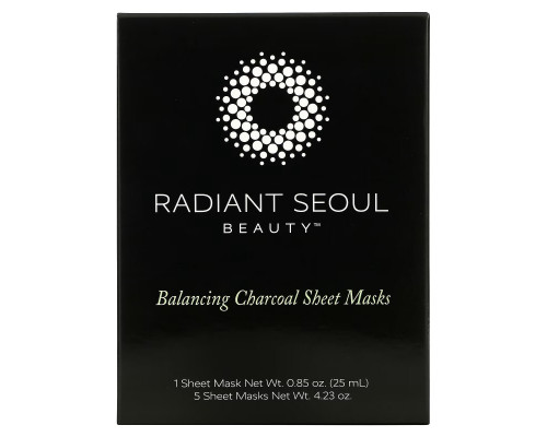 Radiant Seoul, Balancing Charcoal Beauty Sheet Masks, 5 Sheet Masks, 0.85 oz (25 ml) Each Radiant Seoul, Balancing Charcoal Beauty Sheet Masks, 5 Sheet Masks, 0.85 oz (25 ml) Each