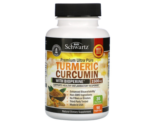 BioSchwartz, Premium Ultra Pure Turmeric Curcumin with Bioperine, 1,500 mg, 90 Veggie Caps BioSchwartz, Premium Ultra Pure Turmeric Curcumin with Bioperine, 1,500 mg, 90 Veggie Caps