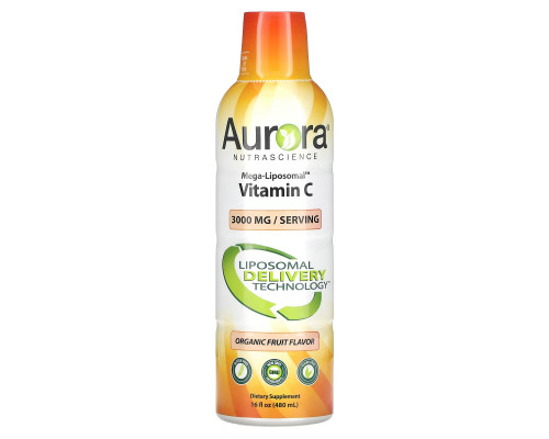 Aurora Nutrascience, Mega-Liposomal Vitamin C, Organic Fruit Flavor, 3,000 mg, 16 fl oz (480 ml) Aurora Nutrascience, Mega-Liposomal Vitamin C, Organic Fruit Flavor, 3,000 mg, 16 fl oz (480 ml)