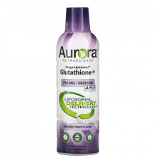 Aurora Nutrascience, Mega-Liposomal Glutathione+ Plus Vitamin C, Organic Fruit Flavor, 750 mg, 16 fl oz (480 ml)