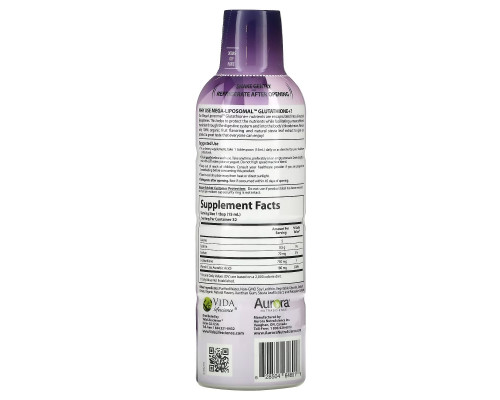 Aurora Nutrascience, Mega-Liposomal Glutathione+ Plus Vitamin C, Organic Fruit Flavor, 750 mg, 16 fl oz (480 ml) Aurora Nutrascience, Mega-Liposomal Glutathione+ Plus Vitamin C, Organic Fruit Flavor, 750 mg, 16 fl oz (480 ml)