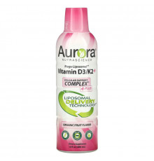 Aurora Nutrascience, Mega-Liposomal Vitamin D3, Organic Fruit Flavor, 9,000 IU, 16 fl oz (480 ml) 