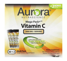 Aurora Nutrascience, Mega-Pack+ Vitamin C, 3,000 mg, 32 Packs, 0.5 fl oz (15 ml) Each
