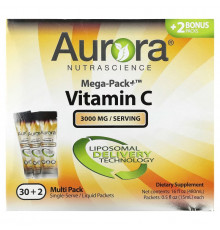 Aurora Nutrascience, Mega-Pack+ Vitamin C, 3,000 mg, 32 Packs, 0.5 fl oz (15 ml) Each