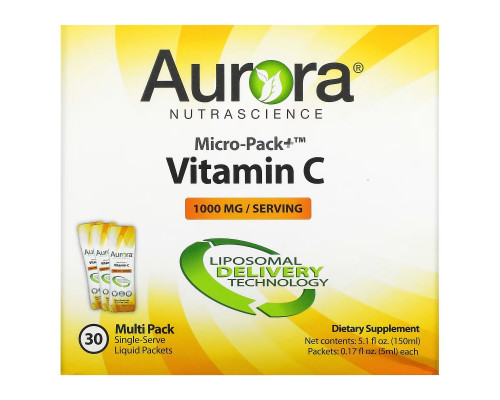 Aurora Nutrascience, Micro-Pack+ Vitamin C, 1,000 mg , 30 Packets, 0.17 fl oz (5 ml) Each Aurora Nutrascience, Micro-Pack+ Vitamin C, 1,000 mg , 30 Packets, 0.17 fl oz (5 ml) Each