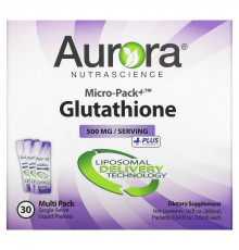 Aurora Nutrascience, Micro-Pack+ Glutathione, 500 mg, 30 Packets, 0.34 fl oz (10 ml) Each