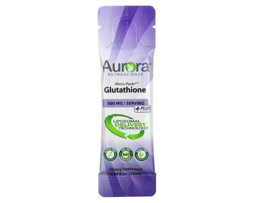 Aurora Nutrascience, Micro-Pack+ Glutathione, 500 mg, 30 Packets, 0.34 fl oz (10 ml) Each Aurora Nutrascience, Micro-Pack+ Glutathione, 500 mg, 30 Packets, 0.34 fl oz (10 ml) Each