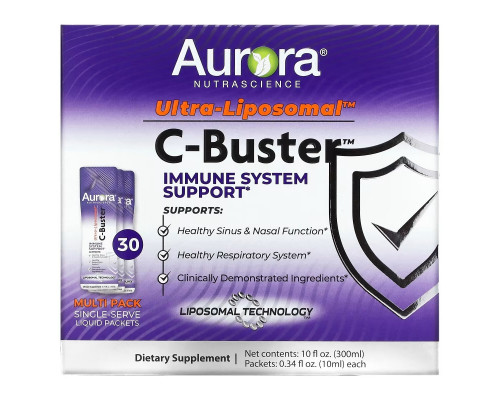 Aurora Nutrascience, Ultra-Liposomal, C-Buster, 30 Packets, 0.34 fl oz (10 ml) Each Aurora Nutrascience, Ultra-Liposomal, C-Buster, 30 Packets, 0.34 fl oz (10 ml) Each