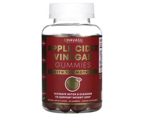 Havasu Nutrition, Apple Cider Vinegar Gummies with The Mother, Natural Apple, 60 Gummies Havasu Nutrition, Apple Cider Vinegar Gummies with The Mother, Natural Apple, 60 Gummies