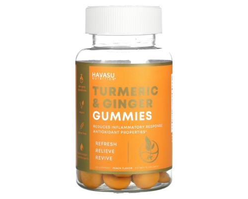 Havasu Nutrition, Turmeric & Ginger Gummies, Peach, 60 Gummies Havasu Nutrition, Turmeric & Ginger Gummies, Peach, 60 Gummies