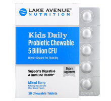 Lake Avenue Nutrition, Kids Daily Probiotic Chewable, Natural Berry Flavor, 5 Billion CFU, 30 Chewable Tablets