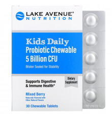 Lake Avenue Nutrition, Kids Daily Probiotic Chewable, Natural Berry Flavor, 5 Billion CFU, 30 Chewable Tablets