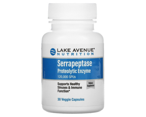 Lake Avenue Nutrition, Serrapeptase, Proteolytic Enzyme, 120,000 SPUs, 30 Veggie Capsules Lake Avenue Nutrition, Serrapeptase, Proteolytic Enzyme, 120,000 SPUs, 30 Veggie Capsules