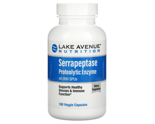 Lake Avenue Nutrition, Serrapeptase, Proteolytic Enzyme, 40,000 SPUs, 180 Veggie Capsules Lake Avenue Nutrition, Serrapeptase, Proteolytic Enzyme, 40,000 SPUs, 180 Veggie Capsules