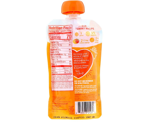 Happy Family Organics, Organics Happy Tot, Вкусные овощи органическое пюре из моркови, бананов, манго и батата, 120 г Happy Family Organics, Organics Happy Tot, Вкусные овощи органическое пюре из моркови, бананов, манго и батата, 120 г