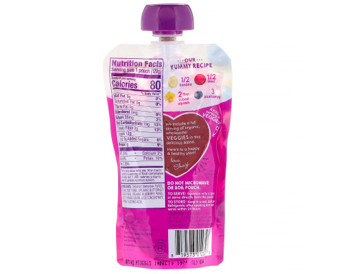 Happy Family Organics, Organics Happy Tot, Вкусные овощи органическое пюре из бананов, свеклы, тыквы и голубики, 120 г Happy Family Organics, Organics Happy Tot, Вкусные овощи органическое пюре из бананов, свеклы, тыквы и голубики, 120 г