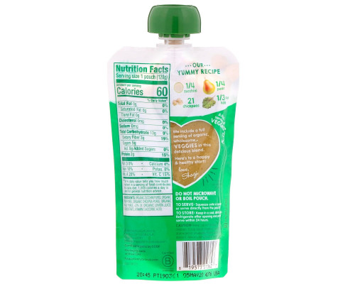 Happy Family Organics, Organics Happy Tot, Вкусные овощи органическое пюре из цуккини, груш, нута и кудрявой капусты, 120 г Happy Family Organics, Organics Happy Tot, Вкусные овощи органическое пюре из цуккини, груш, нута и кудрявой капусты, 120 г