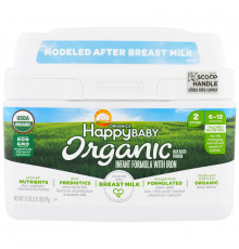Happy Family Organics, Organics Happy Baby, формула для грудных детей, этап 2, 6-12 месяцев, 21 унция (595 г)