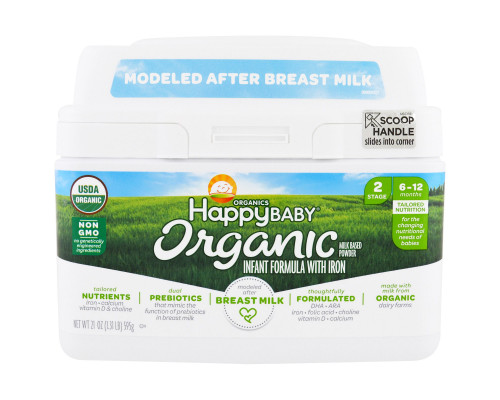 Happy Family Organics, Organics Happy Baby, формула для грудных детей, этап 2, 6-12 месяцев, 21 унция (595 г) Happy Family Organics, Organics Happy Baby, формула для грудных детей, этап 2, 6-12 месяцев, 21 унция (595 г)