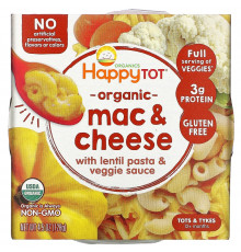 Happy Family Organics, Organics Happy Tot, Любимые овощи в тарелке, макароны с сыром, 128 г