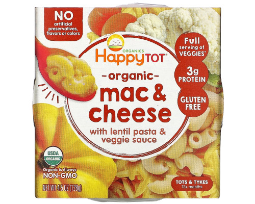 Happy Family Organics, Organics Happy Tot, Любимые овощи в тарелке, макароны с сыром, 128 г Happy Family Organics, Organics Happy Tot, Любимые овощи в тарелке, макароны с сыром, 128 г
