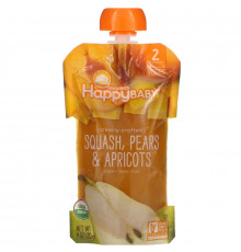 Happy Family Organics, Happy Baby, Organic Baby Food, Stage 2, 6 + Months,  Squash, Pears & Apricots, 4 oz (113 g)