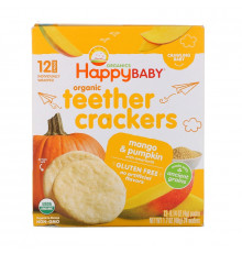 Happy Family Organics, Organic Teether Crackers, Mango & Pumpkin with Amaranth, 12 Packs, 0.14 oz (4 g) Each
