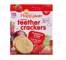 Happy Family Organics, Organic Teether Crackers, Strawberry & Beet with Amaranth, 12 Packs, 0.14 oz (4 g) Each