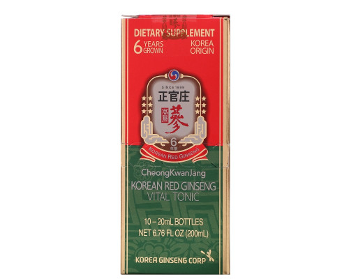 Cheong Kwan Jang, Korean Red Ginseng Vital Tonic, 10 Bottles, 0.68 fl oz (20 ml) Each Cheong Kwan Jang, Korean Red Ginseng Vital Tonic, 10 Bottles, 0.68 fl oz (20 ml) Each