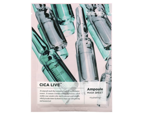 Heimish, Cica Live, Ampoule Beauty Mask Sheet, 5 Sheets, 30 ml Each Heimish, Cica Live, Ampoule Beauty Mask Sheet, 5 Sheets, 30 ml Each