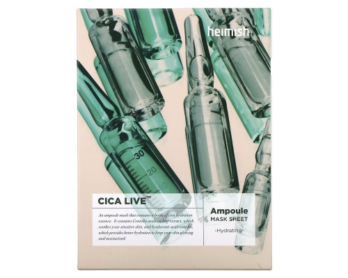 Heimish, Cica Live, Ampoule Beauty Mask Sheet, 5 Sheets, 30 ml Each Heimish, Cica Live, Ampoule Beauty Mask Sheet, 5 Sheets, 30 ml Each