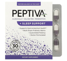 Peptiva, Clinically Validated Probiotics + Sleep Support, 30 Vegetarian Capsules