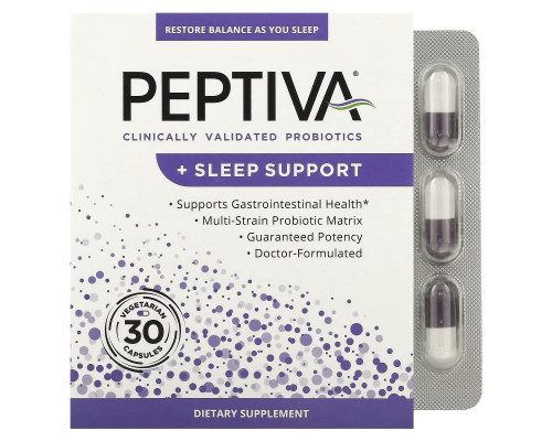 Peptiva, Clinically Validated Probiotics + Sleep Support, 30 Vegetarian Capsules Peptiva, Clinically Validated Probiotics + Sleep Support, 30 Vegetarian Capsules