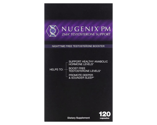 Nugenix, ZMA Testosterone Support, PM Nighttime Free Testosterone Booster, 120 Capsules Nugenix, ZMA Testosterone Support, PM Nighttime Free Testosterone Booster, 120 Capsules