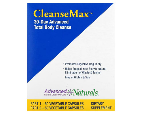 Advanced Naturals, CleanseMax, 30-Day Advanced Total Body Cleanse, 2 Bottles, 60 Vegetable Capsules Each Advanced Naturals, CleanseMax, 30-Day Advanced Total Body Cleanse, 2 Bottles, 60 Vegetable Capsules Each