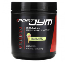 Аминокислоты JYM Supplement Science, Post JYM, BCAA + Recovery Matrix, радужный щербет, 600 г (1,3 фунта)