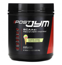 Аминокислоты JYM Supplement Science, Post JYM, BCAA + Recovery Matrix, радужный щербет, 600 г (1,3 фунта)