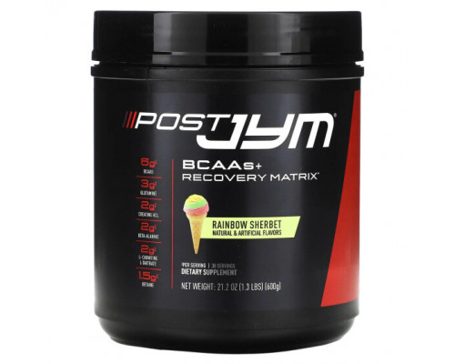 Аминокислоты JYM Supplement Science, Post JYM, BCAA + Recovery Matrix, радужный щербет, 600 г (1,3 фунта) Аминокислоты JYM Supplement Science, Post JYM, BCAA + Recovery Matrix, радужный щербет, 600 г (1,3 фунта)