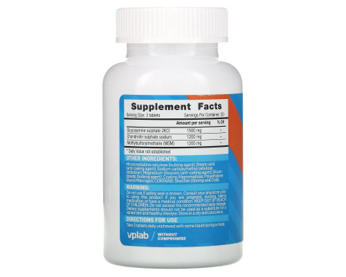 Vplab, Glucosamine Chondroitin MSM, 90 Tablets Vplab, Glucosamine Chondroitin MSM, 90 Tablets