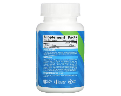 Vplab, L-Carnitine, 500 mg, 90 Capsules Vplab, L-Carnitine, 500 mg, 90 Capsules