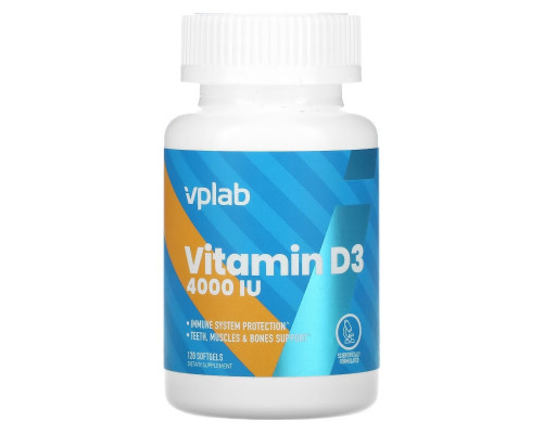 Vplab, Vitamin D3, 4000 IU, 120 Softgels Vplab, Vitamin D3, 4000 IU, 120 Softgels