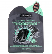Freeman Beauty, Feeling Beautiful, детоксифицирующая тканевая маска, уголь + морская соль, 1 шт.