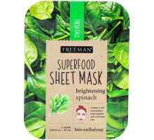 Freeman Beauty, Тканевая маска с суперфудом, осветляющий шпинат, 1 маска