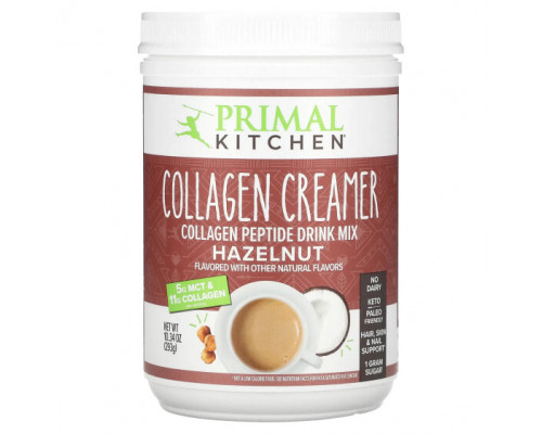 Для мышц и суставов Primal Kitchen, Collagen Creamer, фундук, 293 г (10,34 унции)