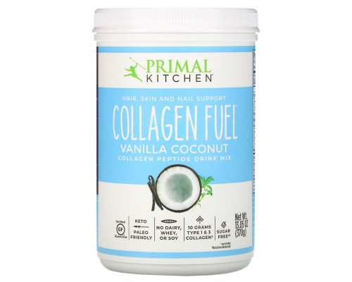 Primal Kitchen, Collagen Fuel, напиток с коллагеном и пептидами от животных на подножном корму, со вкусом ванильного кокоса, 370 г Primal Kitchen, Collagen Fuel, напиток с коллагеном и пептидами от животных на подножном корму, со вкусом ванильного кокоса, 370 г