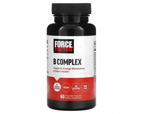 Витамины группы B Force Factor, B Complex, 60 растительных капсул Витамины группы B Force Factor, B Complex, 60 растительных капсул