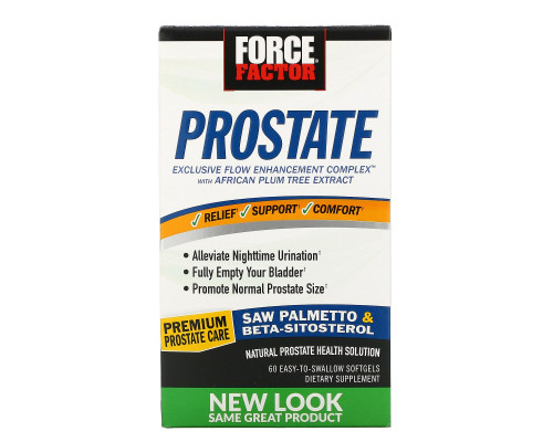Force Factor, Prostate, Natural Prostate Health Solution, 60 Easy-To-Swallow Softgels Force Factor, Prostate, Natural Prostate Health Solution, 60 Easy-To-Swallow Softgels