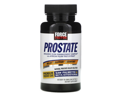 Force Factor, Prostate, Natural Prostate Health Solution, 60 Easy-To-Swallow Softgels Force Factor, Prostate, Natural Prostate Health Solution, 60 Easy-To-Swallow Softgels